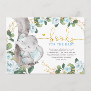 Cute Blue Guld Blommigt Elephant Bokar för Baby Tilläggskort