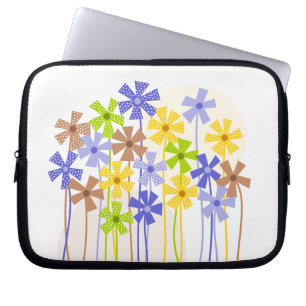 Cute Blue gult Bunt, enkla blommor teckning Laptop Fodral