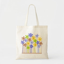 Cute Blue gult Bunt, enkla blommor teckning Tygkasse
