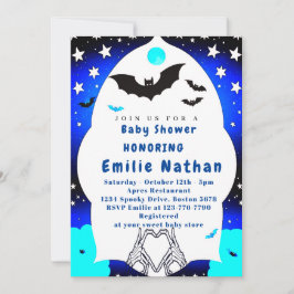 Cute Blue Halloween-babyduschinbjudan Inbjudningar