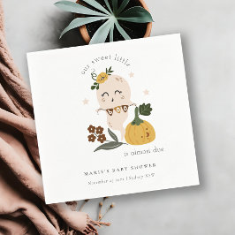 Cute Blue Halloween Ghost Little Boo Baby Shower Pappersservett