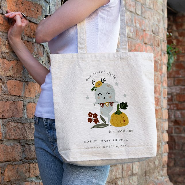 Cute Blue Halloween Ghost Little Boo Baby Shower Tygkasse (Skapare uppladdad)