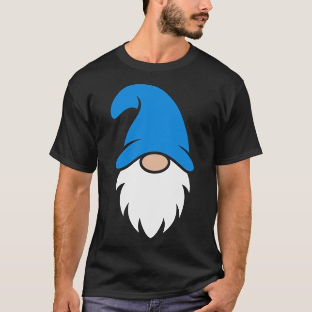 Cute Blue Hat Christmas Gnome T Shirt (Framsida)