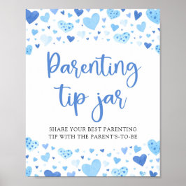 Cute Blue Heares Valentine Parsing Tip Burk-tecken Poster
