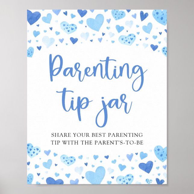 Cute Blue Heares Valentine Parsing Tip Burk-tecken Poster (Framsidan)