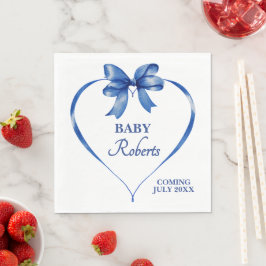 Cute Blue Heart Boy Baby Shower Pappersservett