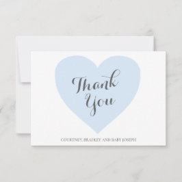 Cute Blue Heart Boy Baby Shower Tack Kort
