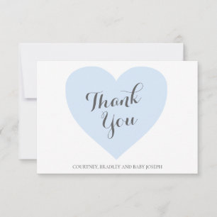 Cute Blue Heart Boy Baby Shower Tack Kort