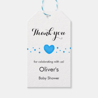 Cute Blue Heart Thank You Baby Shower Gift Tags Presentetikett