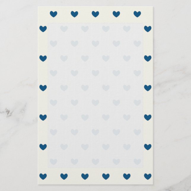 Cute Blue Hearts Mönster Brevpapper (Framsida)