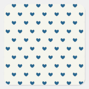 Cute Blue Hearts Mönster Fyrkantigt Klistermärke
