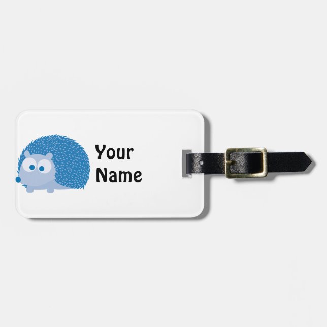 Cute Blue Hedgehog Bagagebricka (Horisontell Framsida)