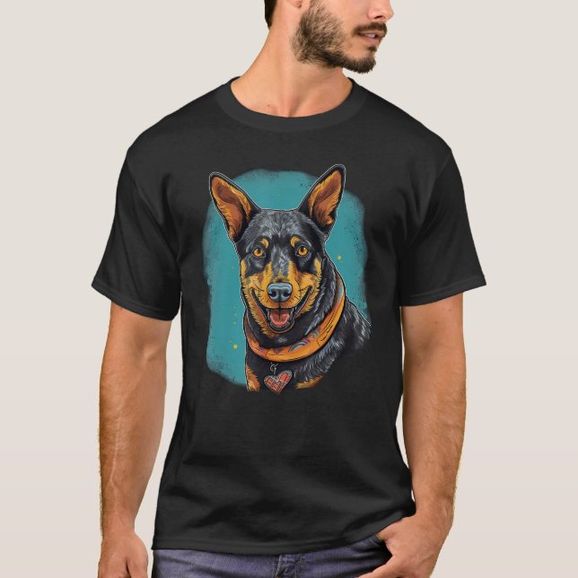 Cute Blue Heeler Dog on Australian Cattle Dog  2 T Shirt (Framsida)