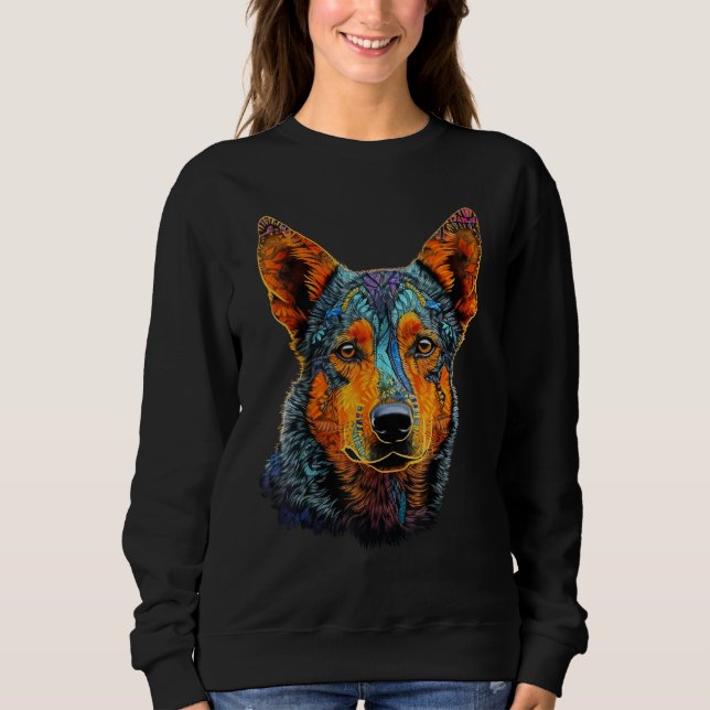 Cute Blue Heeler Dog on Australian Cattle Dog Love T Shirt (Framsida)