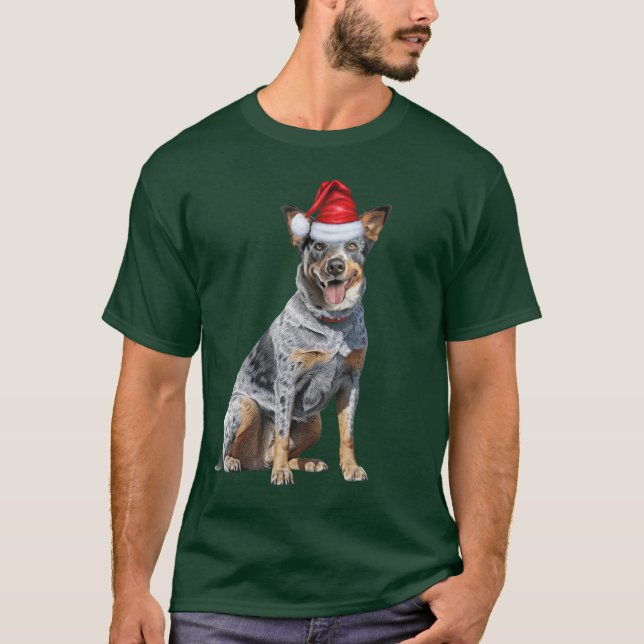 Cute Blue Heeler Hund älskare Funny jul T Shirt (Framsida)