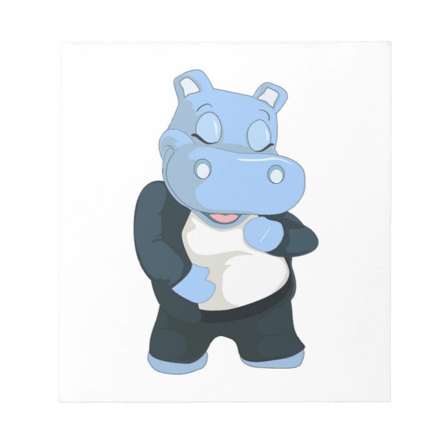 CUTE BLUE HIPPO ANTECKNINGSBLOCK (Framsida)