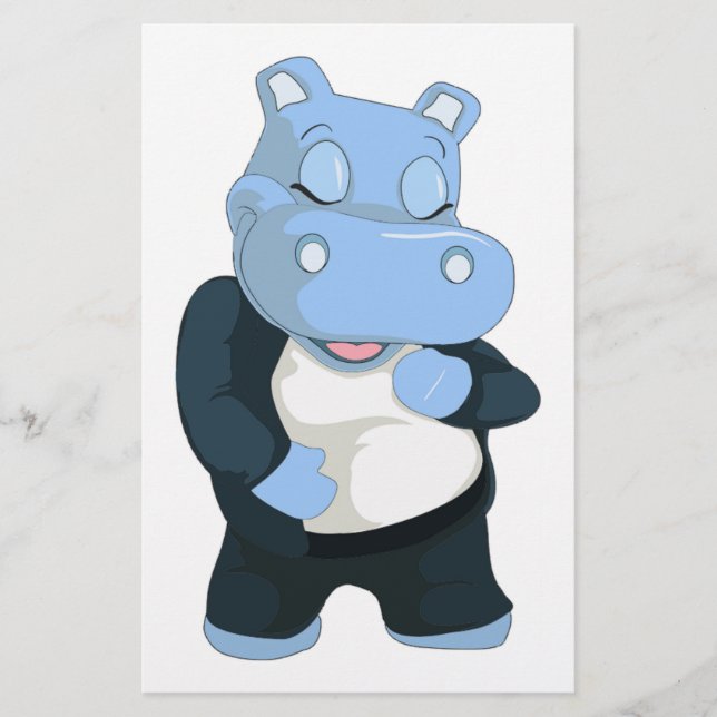 CUTE BLUE HIPPO BREVPAPPER (Framsida)