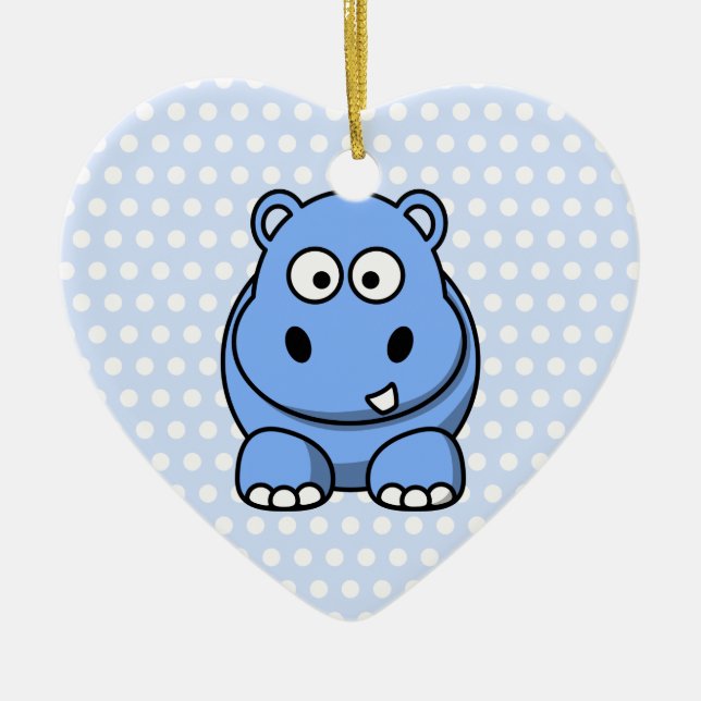 Cute Blue Hippo Julgransprydnad Keramik (Framsidan)