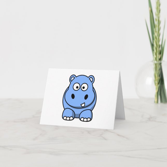Cute Blue Hippo Kort (Framsida)