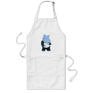 CUTE BLUE HIPPO LÅNGT FÖRKLÄDE