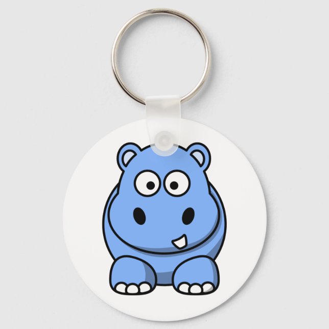 Cute Blue Hippo Nyckelring (Framsida)