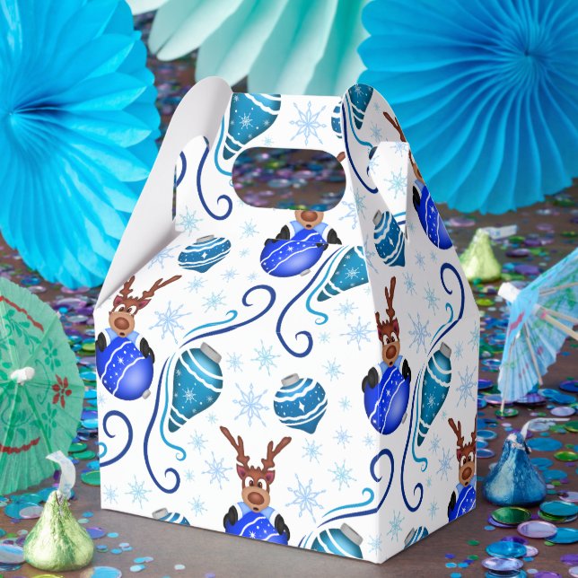 Cute Blue Holiday Christmas Reindeer Presentaskar (Part)