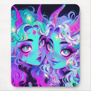 Cute Blue Horned Alien Twillingars Anime Girls Musmatta
