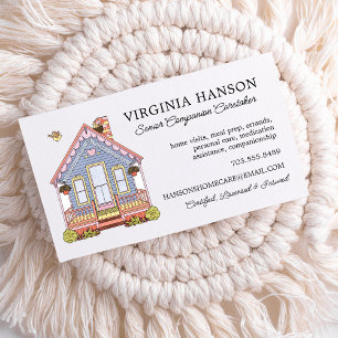 Cute Blue House Caregiver Services Visitkort