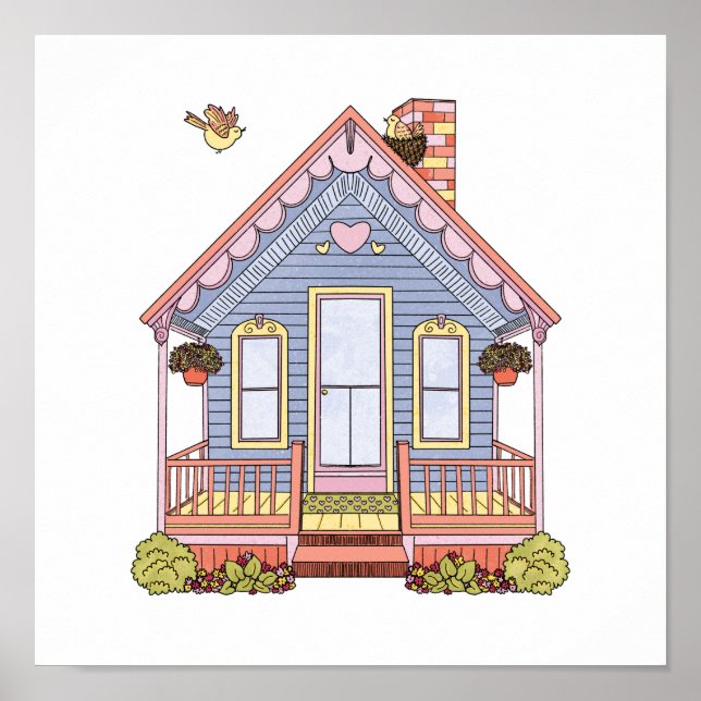 Cute Blue House Poster (Framsidan)