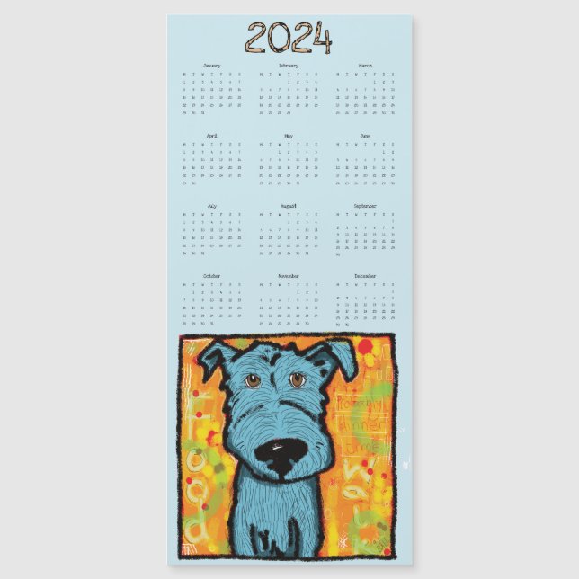 Cute blue-hund, magnetisk, år för visning av kalen (Framsida)