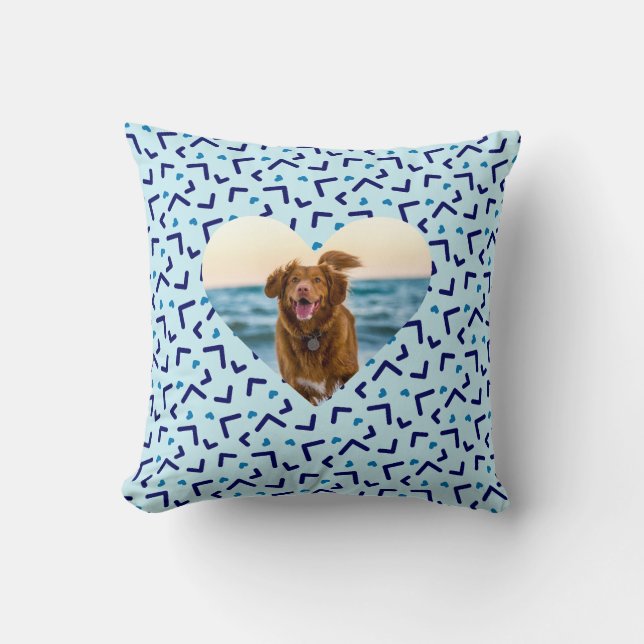 Cute Blue Hund Photo Anpassningsbar Kudde (Framsida)