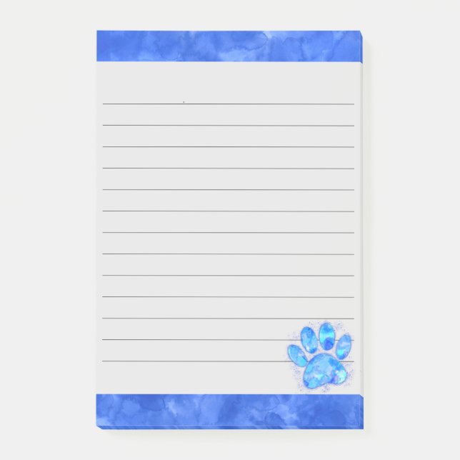 Cute Blue-Hund Skriv ut vattenfärgsbakgrund Längst Post-it Block (Framsida)