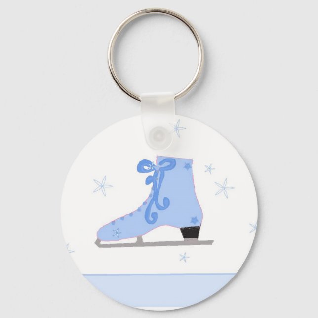 Cute Blue Ice Skate Nyckelring (Framsida)