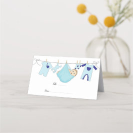 Cute Blue-illustration Baby Shower Place Card Placeringskort