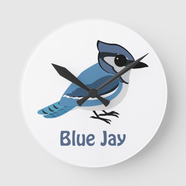 Cute Blue Jay Rund Klocka (Framsida)