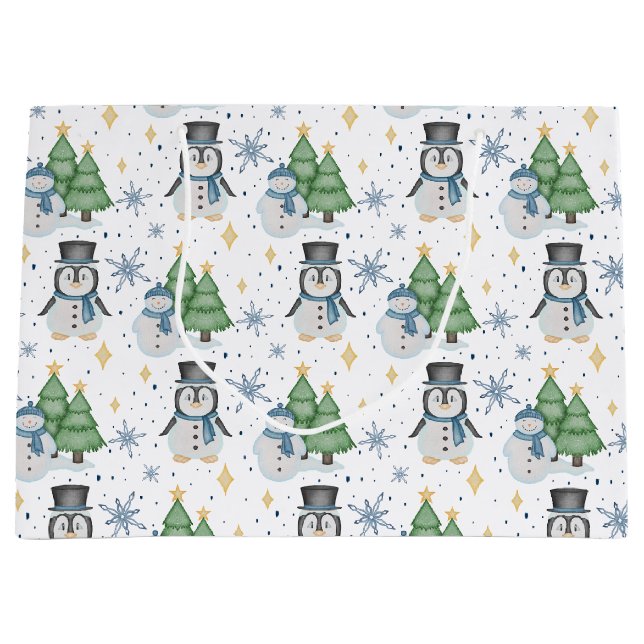 Cute Blue jul Snögubbe Penguin (Framsidan)