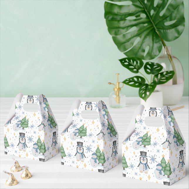 Cute Blue jul Snögubbe Penguin Presentaskar (Multipel)