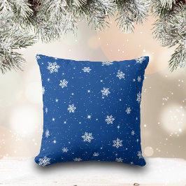 Cute Blue-julstjärnor Snöflingor Mönster Kudde