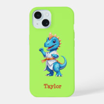 Cute blue karate dinosauaur