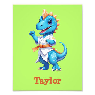 Cute blue karate dinosauaur fototryck