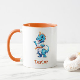 Cute blue karate dinosauaur mugg