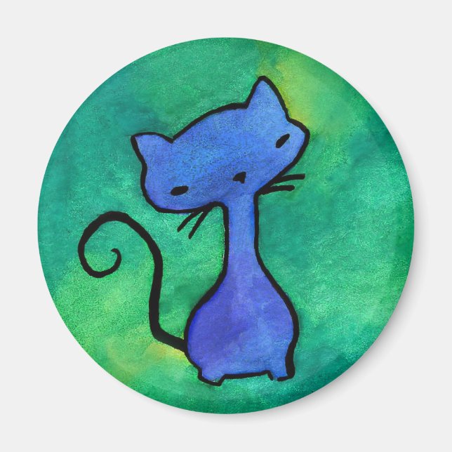 Cute Blue kattunge magnet (Framsidan)