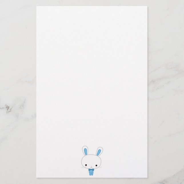 Cute Blue Kawaii Bunny Brevpapper (Framsida)