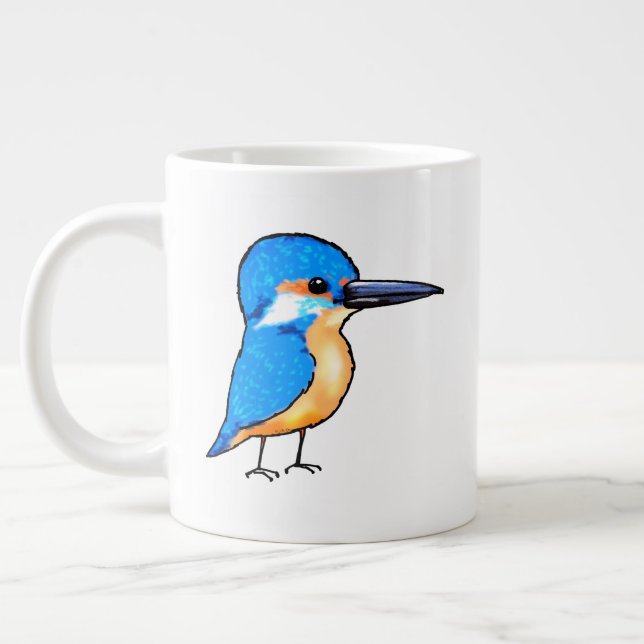 Cute Blue Kingfisher Bird Art Jumbo Mugg (Vänster)
