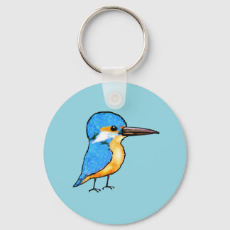 Cute Blue Kingfisher Bird Art Nyckelring