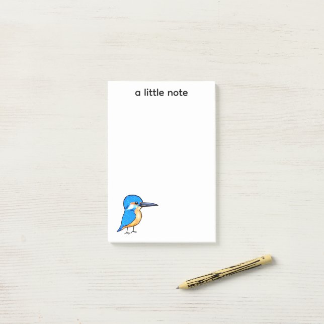 Cute Blue Kingfisher Bird Art Post-it Block (På skrivbordet)