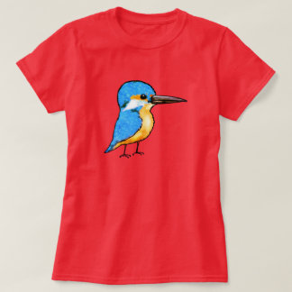 Cute Blue Kingfisher Bird Art T Shirt