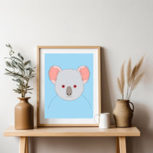 Cute Blue Koala Bear Porträtt Poster