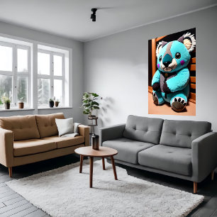 Cute Blue koala plush leksak AI Art Poster