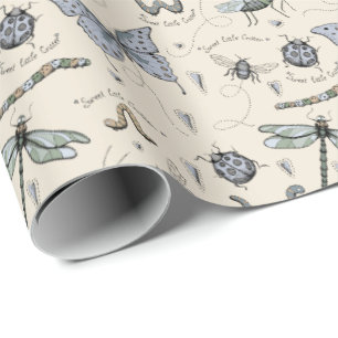 Cute Blue Kryp och Insektra Kids Pojke Presentpapper